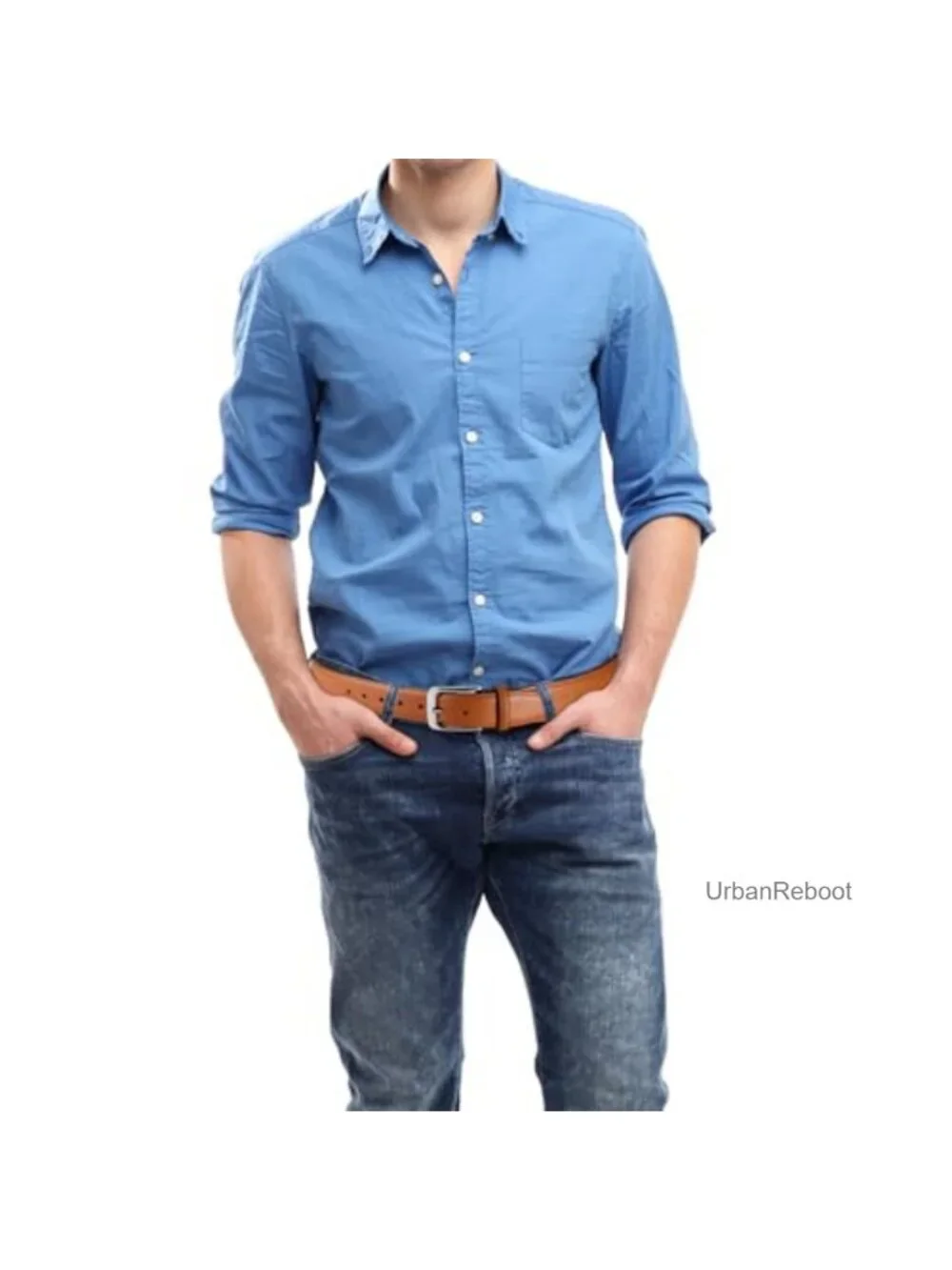 Genuine Leather Dress Belt Handmade Men's Zinc Alloy Buckle